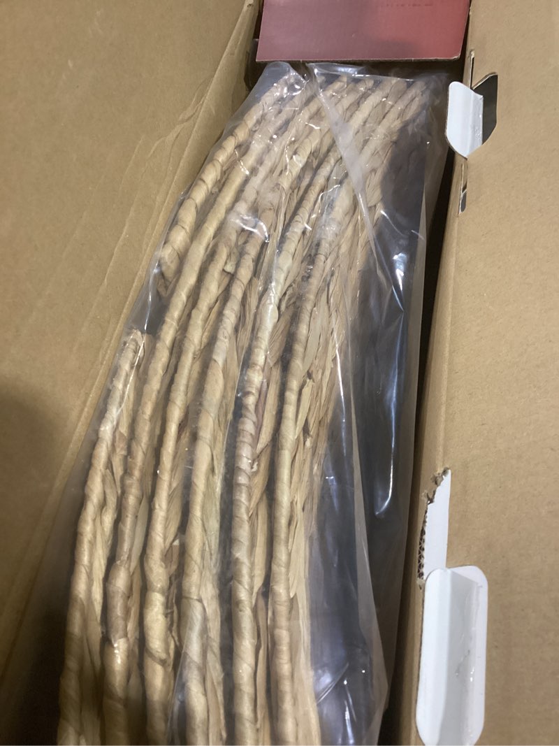 Condition photo showing Good Condition for 42in Extra Large Christmas Tree Collar - Woven Hyacinth Tree Collars for Artificial Trees - Rattan Rustic Farmhouse Basket for Tree Base Cover with Cord Cut-Out for 9ft 10ft 12ft Tree (Natural) 42" Natural