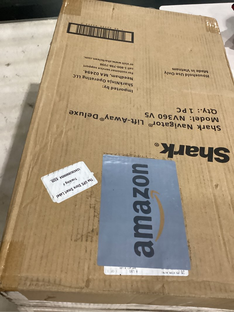 Condition photo showing As Is for *not test/used*shark upright vacuum, navigator lift-away deluxe with large dust cup capacity, hepa filter, swivel steering, upholstery tool & crevice tool, blue, nv360 navigator (navy)d