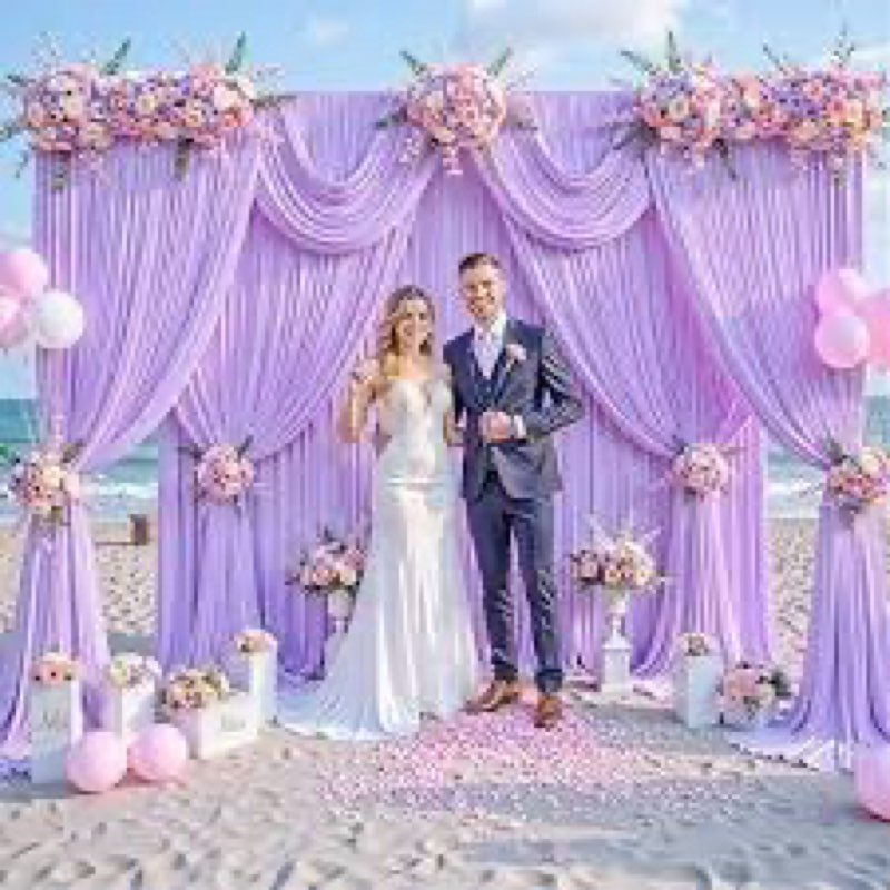 Light Purple DIY Backdrop Curtains 6ftx8ft: Bow Curtain Holdbacks Lavender Curtains - Wedding Photo 