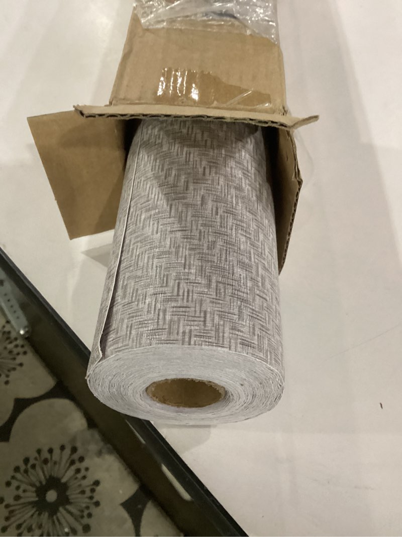 Condition photo showing Good Condition for haimin fabric wallpaper textured contact paper (24in x 393in) gray grasscloth wallpaper peel and stick faux linen wall paper self-adhesive vinyl looks like woven straw