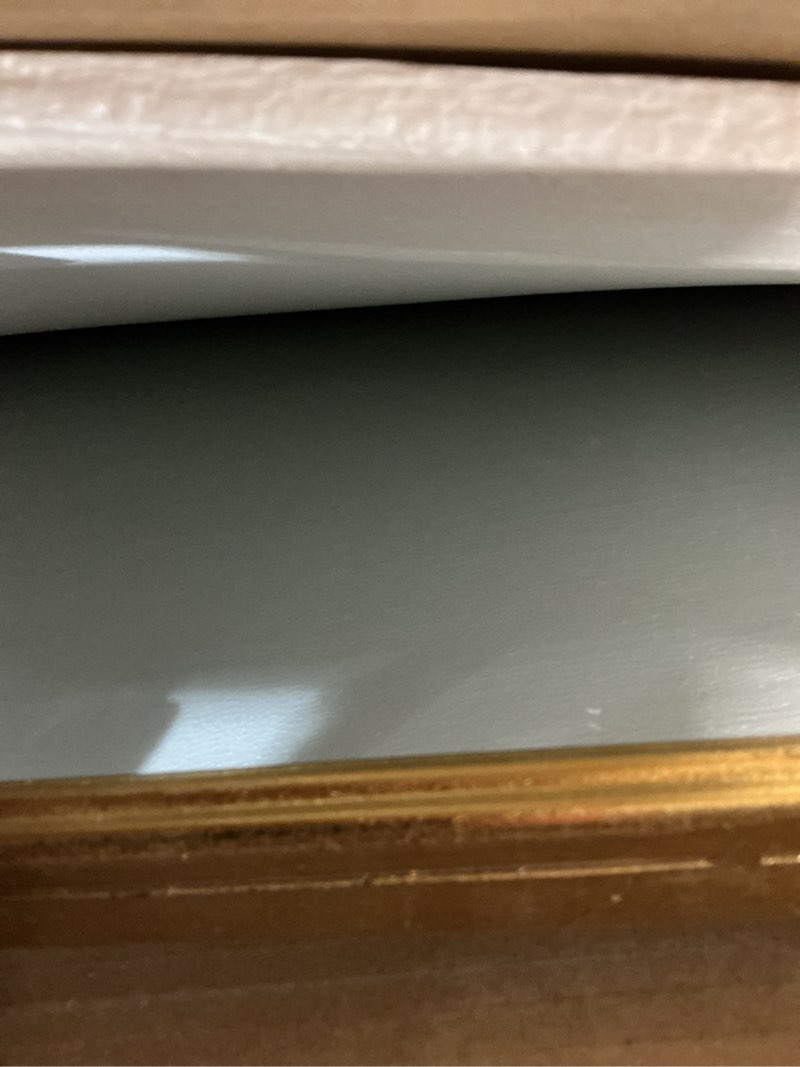 Condition photo showing Good Condition for 36X24 Inch Gold Bathroom Vanity Mirror for Over Sink, Modern Rounded Corner Fireplace Decor Mirror with Non-Rusting Iron Metal Framed Gold 24\"L x 36\"W 