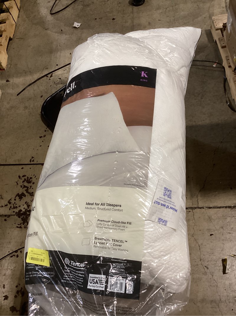 Condition photo showing As Is for allswell ultimate support bed pillow with dual function fill and removable cover, king