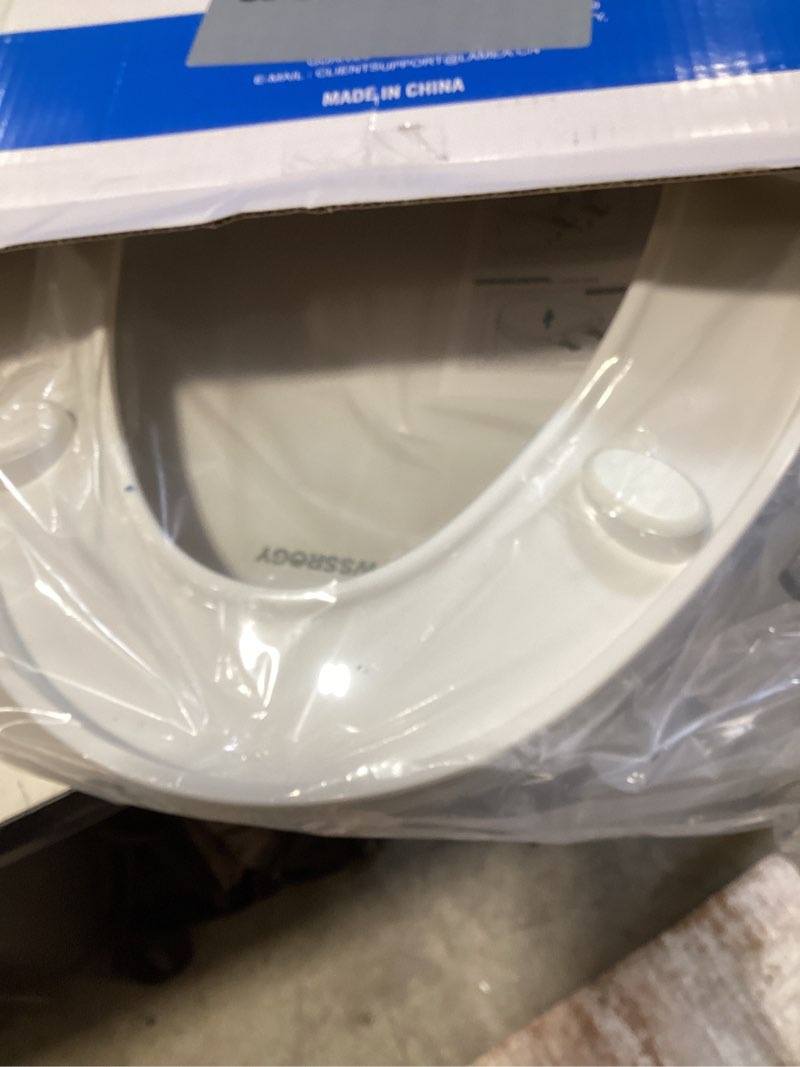 Condition photo showing Good Condition for wssrogy toilet seat elongated with cover soft close, easy to install, plastic, white, suitable to elongated or oval toilets