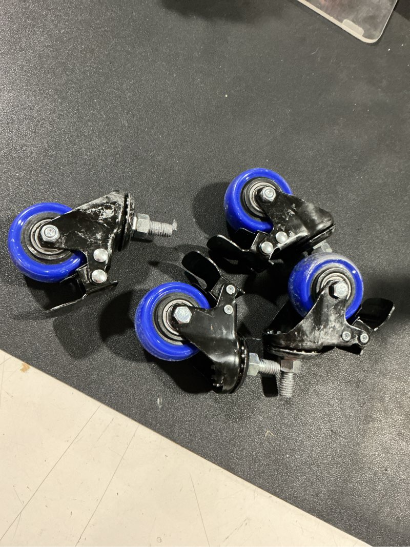Condition photo showing As Is for 3 inch caster wheels heavy duty stem caster 1600lbs, threaded stem casters 3/8"-16 x 1(stem diameter 3/8", stem length 1"), safety locking caster set of 4, industrial castor wheels for cart,furniture 3/8"-16x1" 3 inch