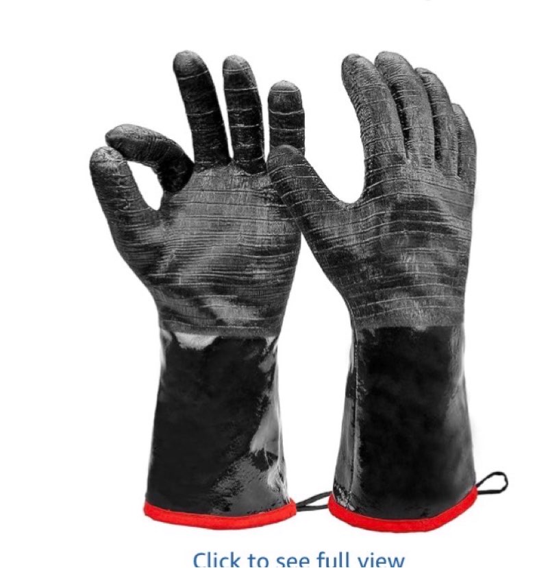 Heat Resistant BBQ Gloves, Long Sleeve Grill Gloves, Textured Gripto Handle Wet, Geasy or Oily Foods