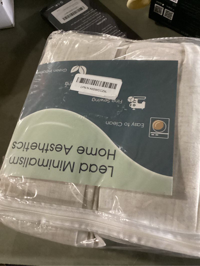 Condition photo showing New/Like New for Short Natural Pinch Pleated Linen Kitchen Curtains 30 Inch Length 2 Panels Set Farmhouse Cafe Light Filtering Small Half Window Drapes for Bathroom Laundry Room RV 26x30 Natural Linen 26"W x 30"L (Pack of 2)