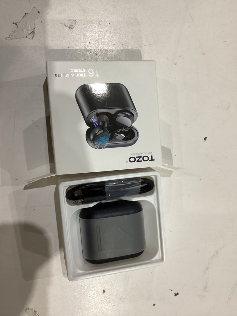 Condition photo showing Good Condition for tozo t6 wireless earbuds, bluetooth 5.3 ear buds, stereo sound in ear headphones, 50 hours playtime, wireless charging case, app customizable eqs, ipx8 waterproof earphones