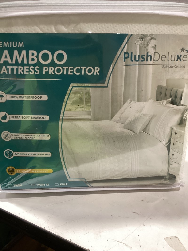 Condition photo showing As Is for plushdeluxe premium bamboo mattress protector – king size, waterproof, & ultra soft breathable noiseless washable bed mattress cover for comfort & protection - white