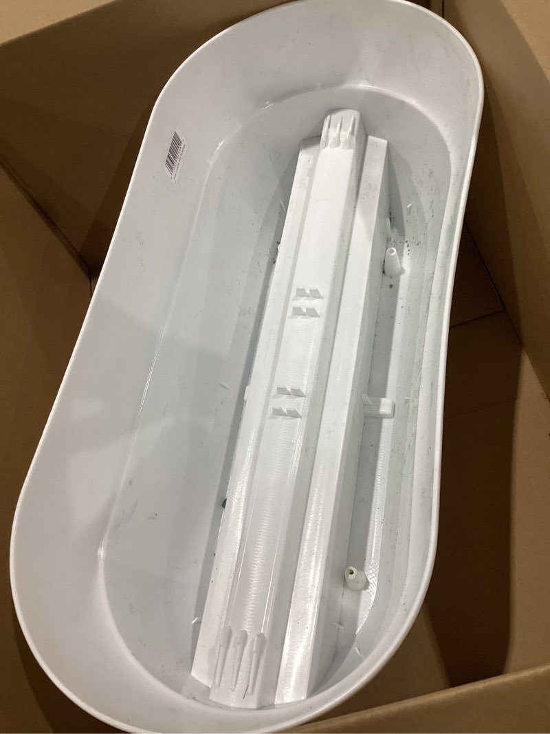 Condition photo showing As Is for bloomers railing planter with drainage holes – 24" weatherproof resin planter – polyethylene plastic - white white 24.3 × 10.5 × 9.5 inches