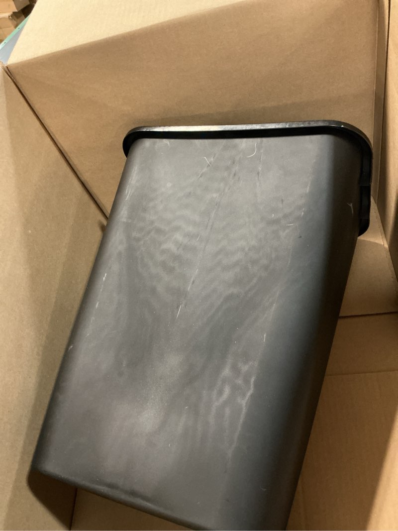 Condition photo showing Good Condition for amazon basics rectangular commercial office wastebasket, easy to clean, space-saving, 10 gallon, black black 10 gallon (pack of 1)
