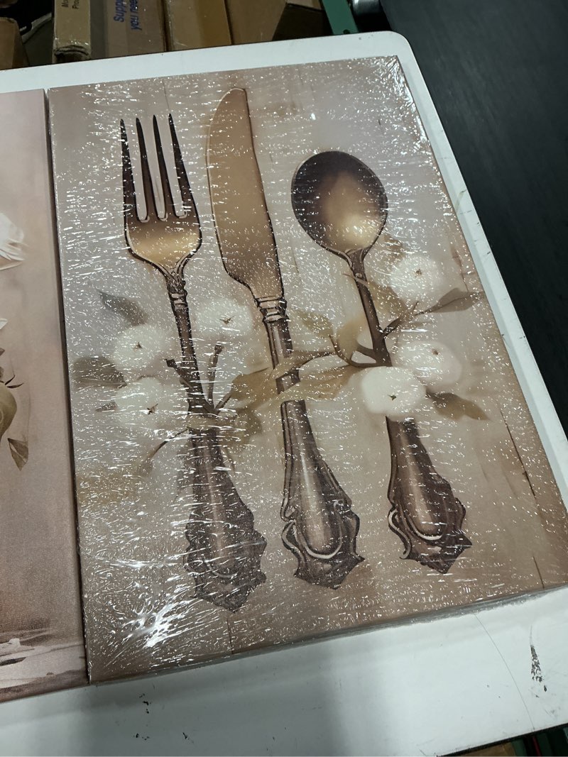 Condition photo showing Good Condition for cxhostent farmhouse kitchen wall art 3 piece rustic flower canvas prints country tableware pictures wall decor vintage kitchen framed artwork (12.00"x16.00"x3p)