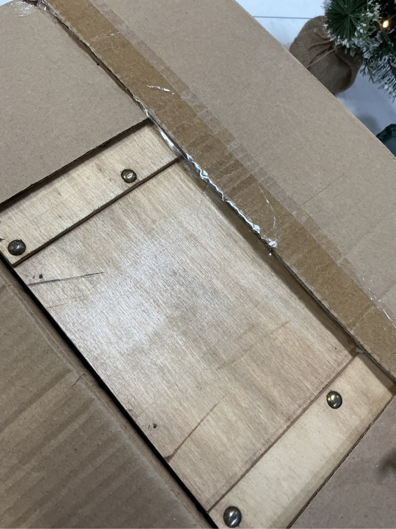 Condition photo showing Good Condition for Vintiquewise Natural Wooden Style Trunk with Handles, Large