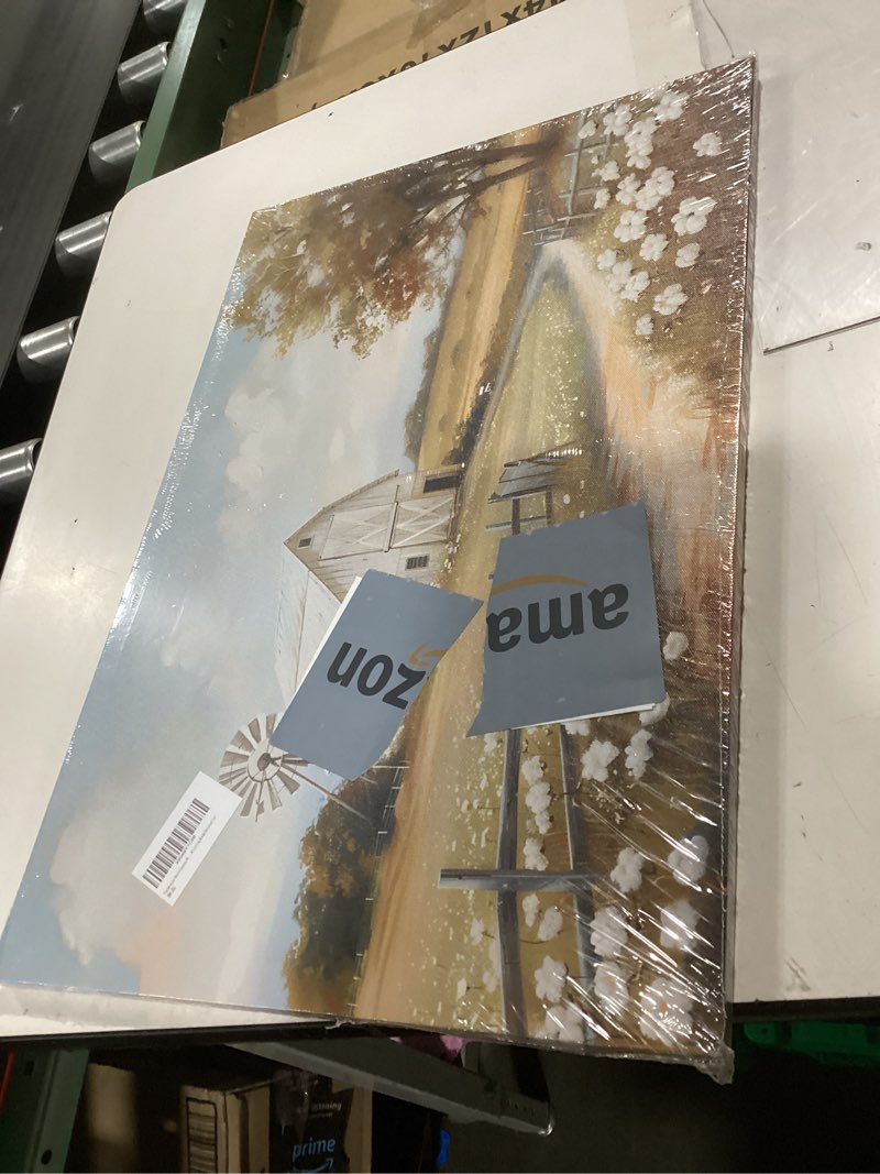 Condition photo showing Good Condition for farmhouse barn canvas wall art rustic farm nature landscape decor pictures retro flower field meadow barn windmill posters prints for home decoration bathroom bedroom living room decoration