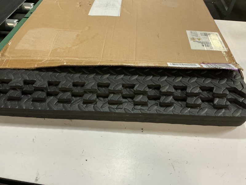 Condition photo showing Good Condition for cap puzzle exercise mats | 1/2” thick eva interlocking foam tiles for home gym flooring | multiple options diamond - black 6 tiles (24 sq ft)