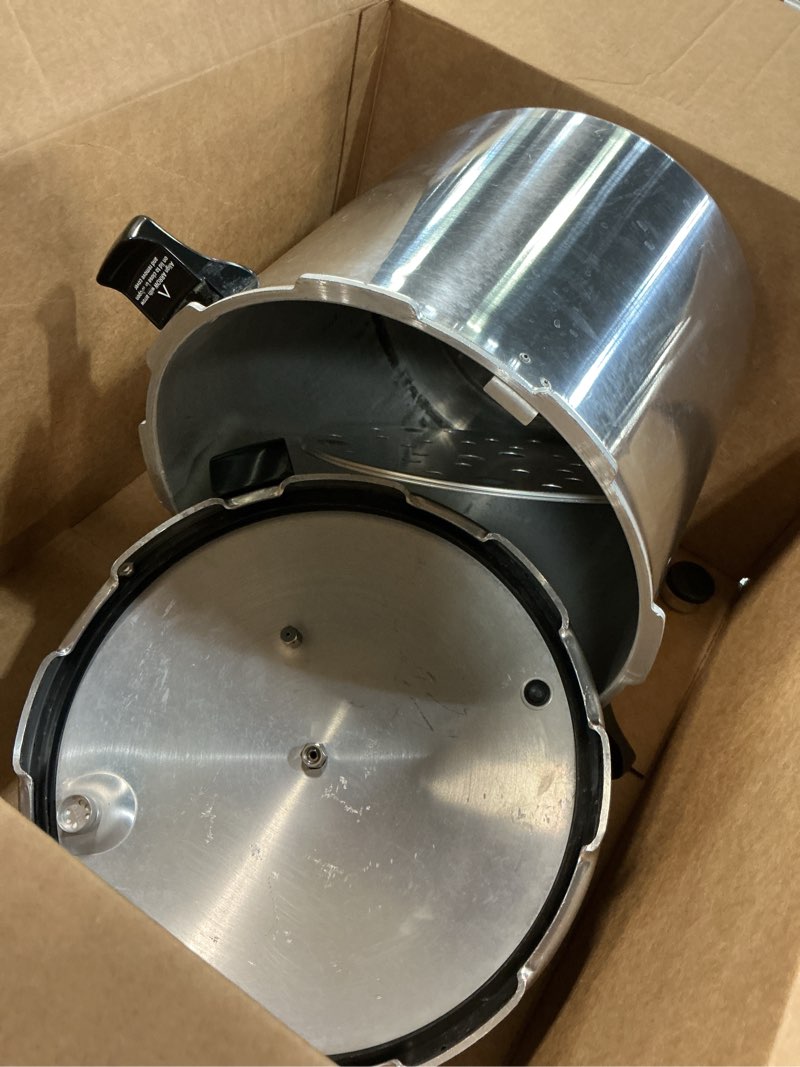Condition photo showing As Is for presto 01781 pressure canner and cooker, 23 qt, silver 23 qt canner