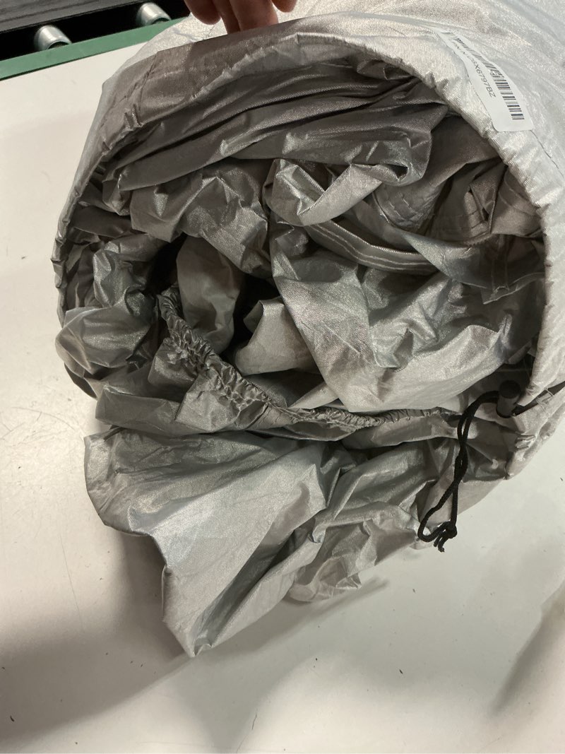 Condition photo showing Good Condition for full car cover universal 6 layers outdoor thicked all weather cover, sunshield, waterproof, snow proof, uv proof, scratch proof, bird droppings, 6 reflective strips, fits sedans up 205"-216" silver car cover c5 - fits sedans 205"-216" in length