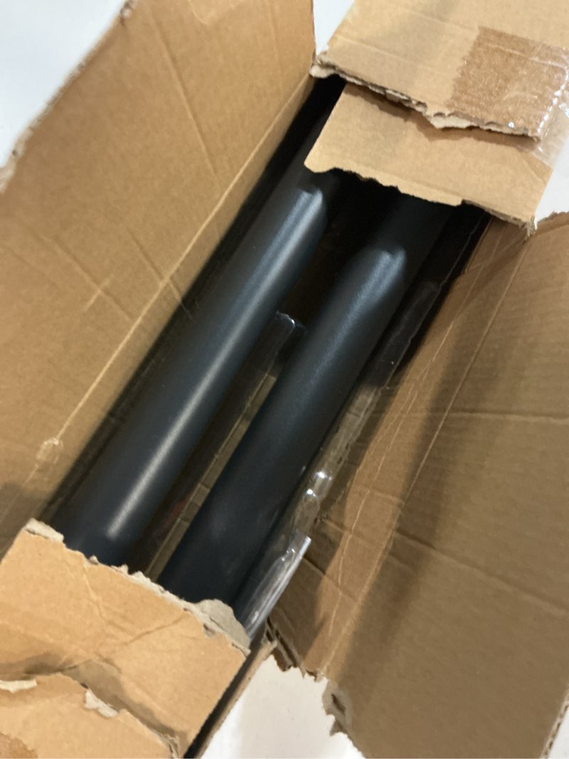 Condition photo showing As Is for Refrze Room Divider Tension Curtain Rod, 122-150 Inch Tension Shower Curtain Rods, Curtain Rods No Drilling for Window,Adjustable Bathroom Stall Tension Pole-Black Black 122-150"
