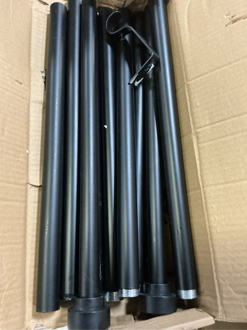 Condition photo showing As Is for yafex curtain rods 32-144 inch, heavy duty 1 inch adjustable curtain rod for windows, black extra long window treatment rods, modern design, easy installation