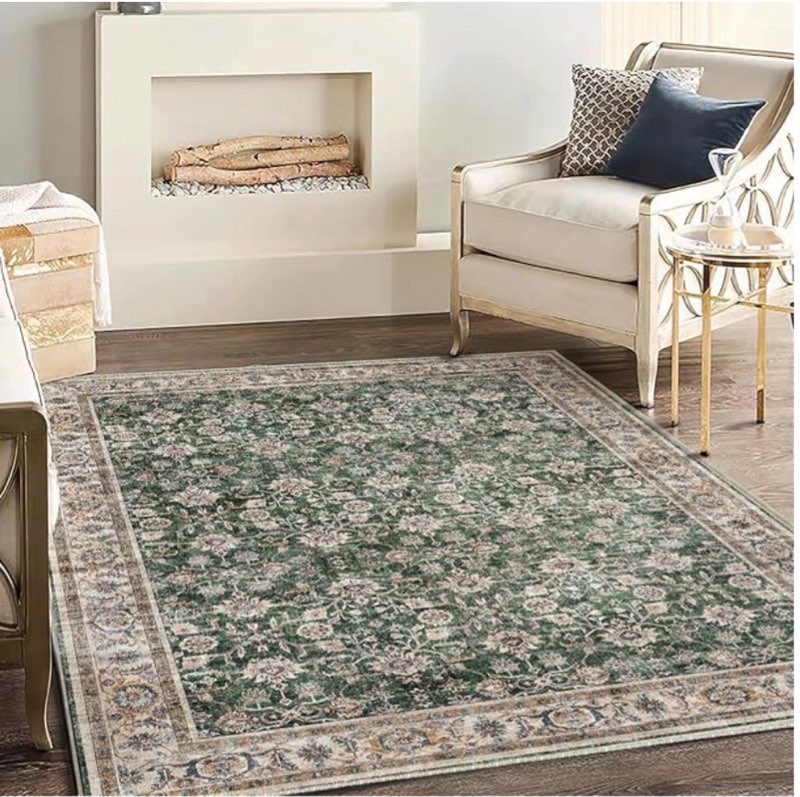 champlant washable area rug 4'x6' vintage traditional floor cover foldable thin rugs retro kitchen i