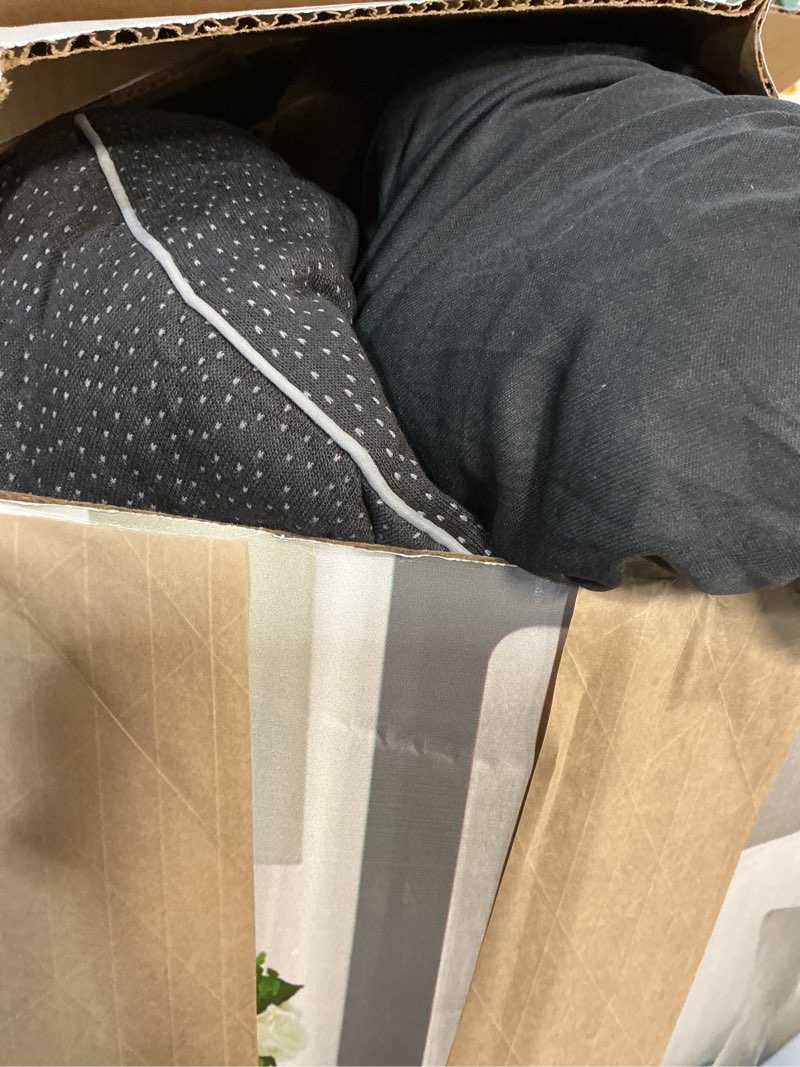 Condition photo showing As Is for mattress topper king size, cooling extra thick breathable viscose made from bamboo mattress pad, soft quilted fitted mattress cover with 1000 gsm down alternative fill (8-21”deep pocket) dark gray dark gray king