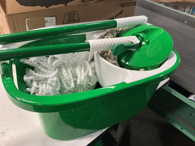 Condition photo showing As Is for Libman Tornado Spin Mop System with 2 Refill Heads, Microfiber Spinning Mop and Bucket with Wringer Set for Home, Floor Cleaning of Hard-Wood, Laminate, Tile, All Surface Cleaner, 3 Total Mop Heads
