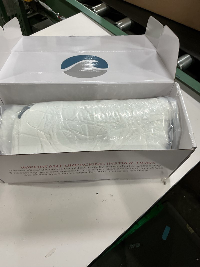 Condition photo showing New/Like New for bluewave bedding ultra slim gel memory foam pillow for stomach and back sleepers - thin, flat design for cervical neck alignment and deeper sleep (2.75-inches height, king size) 2.75"h ultra slim (king)