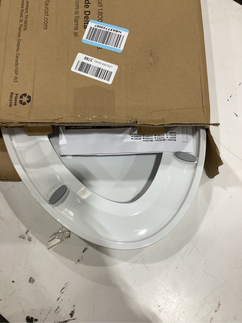 Condition photo showing Good Condition for delta faucet morgan elongated slow-close white toilet seat with non-slip seat bumpers, white 811903-wh transitional slow close