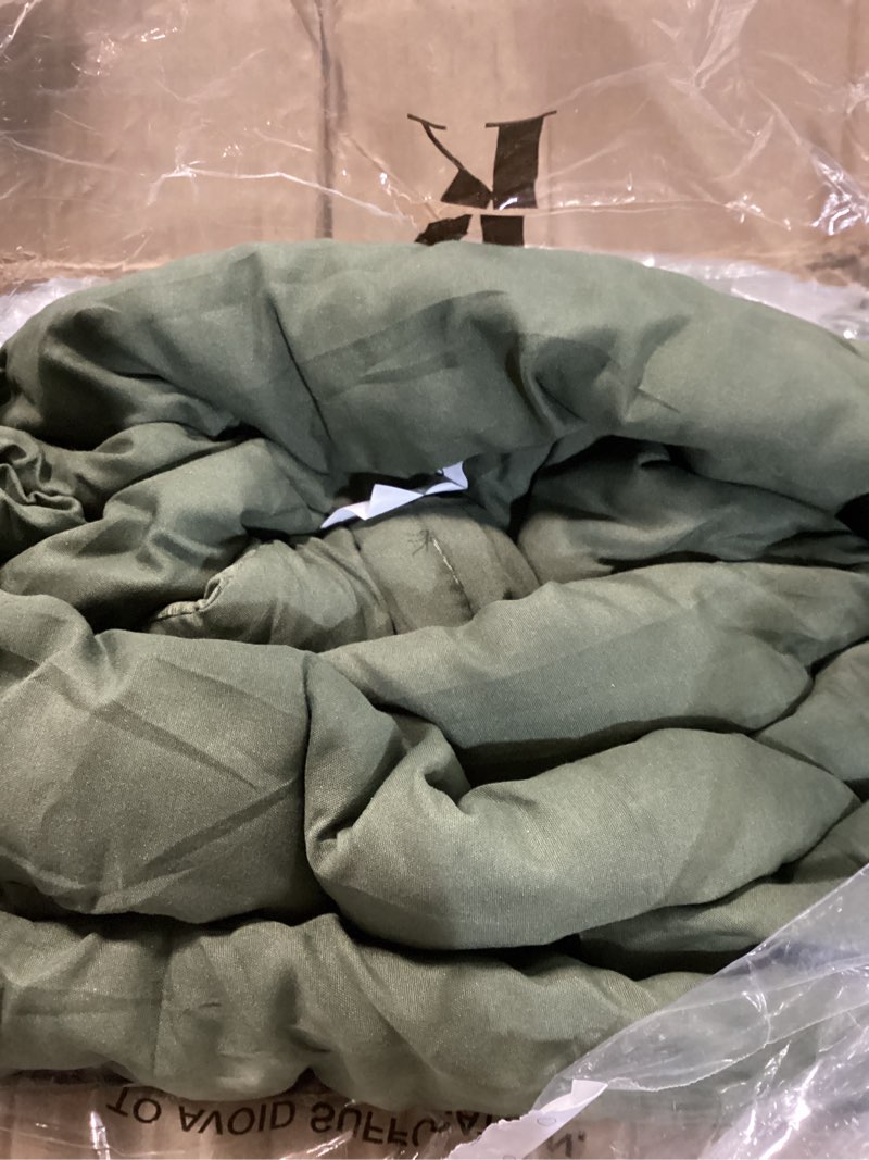 Condition photo showing Good Condition for Monbix King Size Comforter Set, Olive Green King Bed Set Reversible, King Size Comforter Set 7 Pieces, Cationic Dyeing Bed in a Bag with Comforter, Sheets, Pillowcases & Shams Olive Green 7Piece-King(102”X90'')