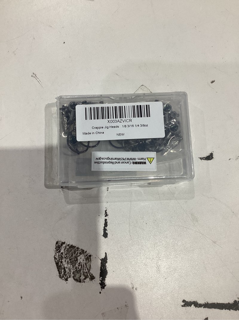 Condition photo showing New/Like New for Crappie Jig Heads Fishing Hooks Kit,Underspin Jig Heads with Spinner Blade Crappie Jig Lures Big Eye Unpainted Bladed Jig Heads for Crappie Bass Saltwater Freshwater 1/8 3/16 1/4 3/8oz 3/4 oz Crappie Jigs-15 Pack