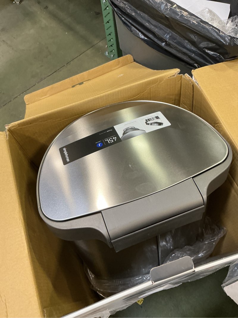 Condition photo showing Good Condition for simplehuman 45 Liter / 12 Gallon Semi-Round Sensor Automatic Trash Can, Brushed Stainless Steel with Grey Plastic Lid