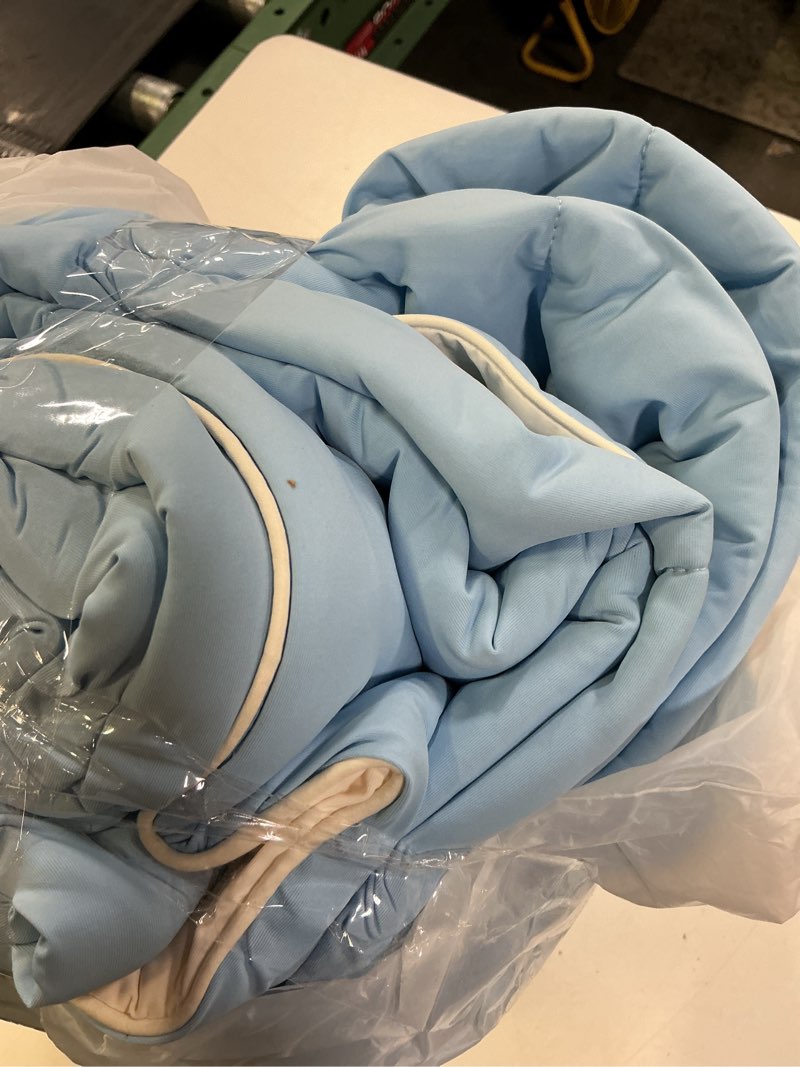 Condition photo showing Good Condition for bedtter cooling comforter king size - cooling blankets for hot sleepers, lightweight comforter for summer with dual-sided cool tech, soft breathable cold bed blanket for sleeping, 106x90 inches, blue king / cali king (106"x90") light blue/ snow ivory