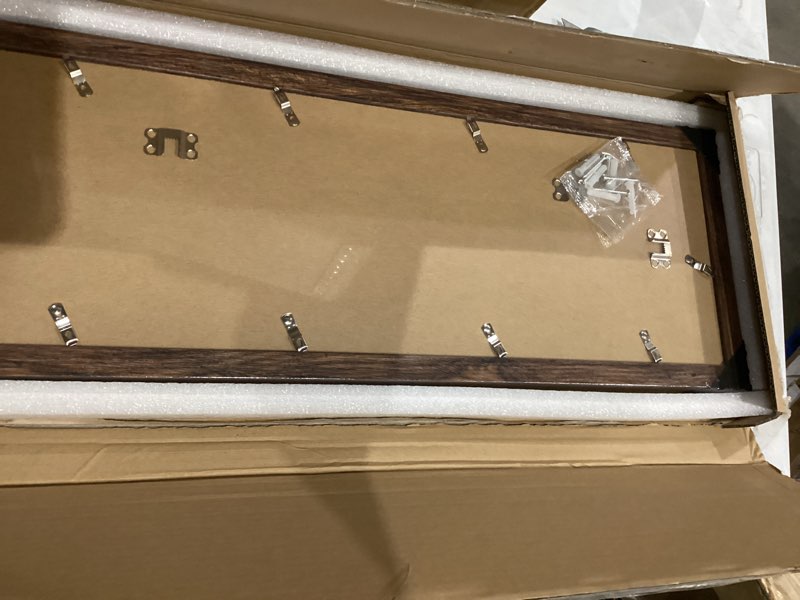 Condition photo showing Good Condition for 8x24 Picture Frame 2 Pack, Rustic Brown Wood Frame with Tempered Glass, Display Pictures Multiple Five 4x6 With Mat or 8 x 24 Without Mat - Horizontal or Vertical Wall Mounting 8x24 in matted to 5-4x6 Rustic Brown
