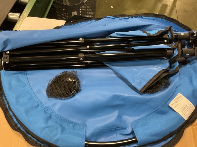 Condition photo showing Good Condition for Wakeman Camp Table - Round 2-Tier Folding Table with 4 Cupholders and Carrying Bag - for Camping, Beach, Picnic, Sporting Events, and More Outdoors,Blue