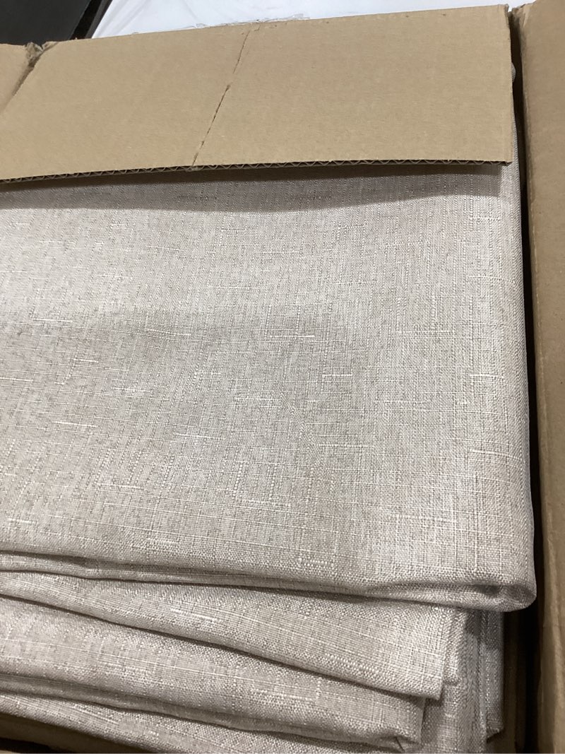 Condition photo showing As Is for Fitable Faux Linen Tablecloths Rectangle 60 x 102 Inch - 6 Pack Neutral Table Clothes for 6 Foot Tables, Nature Faux Burlap Table Covers for Dining, Party, Wedding, Banquet, Buffet Nature 60" x 102" (6 Pack)