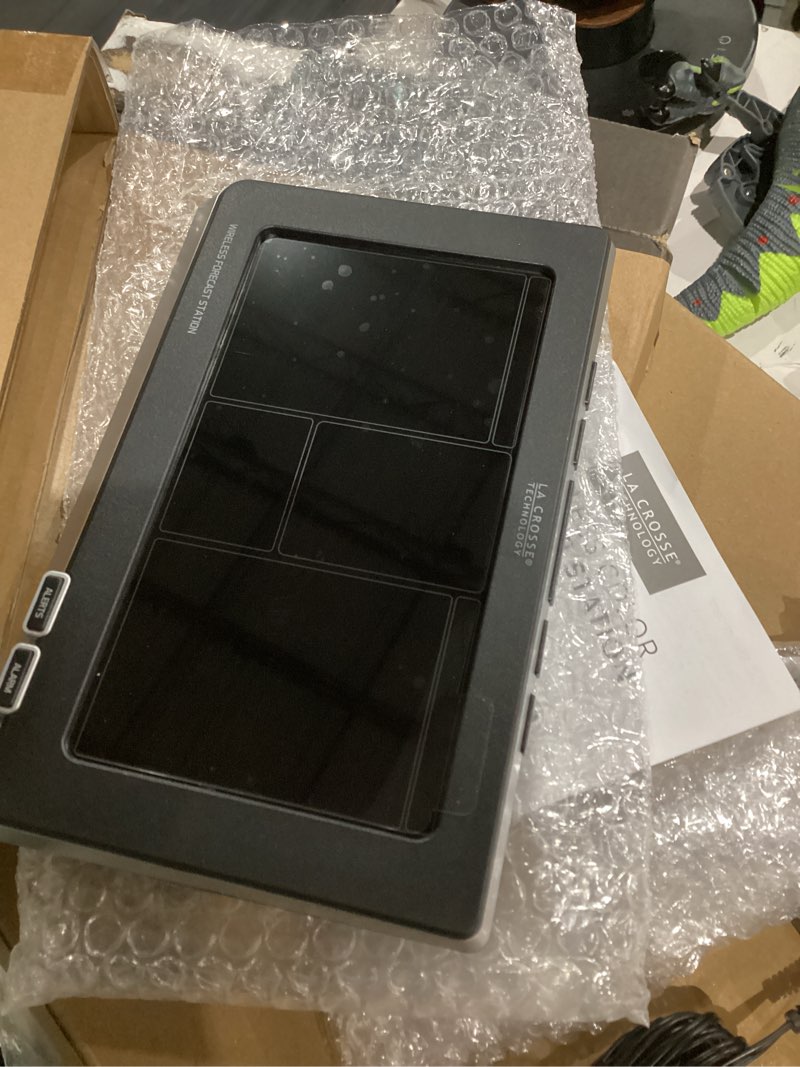 Condition photo showing Good Condition for La Crosse Technology Advanced Weather Station with Full-Color LCD & Atomic Time - Monitor Indoor/Outdoor Conditions with Temperature Alerts and Humidity Readings with Transmission Range of 300 Feet Black Station