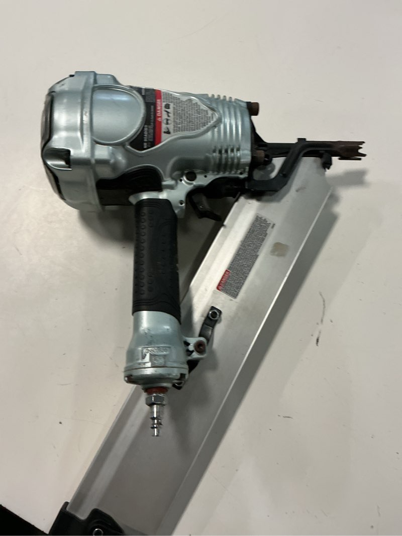 Condition photo showing As Is for metabo hpt 3-1/2-in 21-degree framing nailer + framing nails