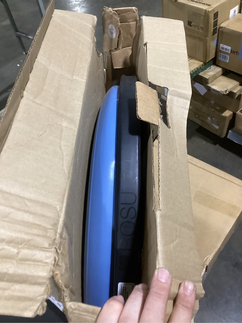 Condition photo showing Good Condition for bosu balance ball exercise trainer, home gym equipment w/ guided workouts & pump, 26", blue - inflatable fitness platform for strength training, standing, balancing, and core workout light blue/black