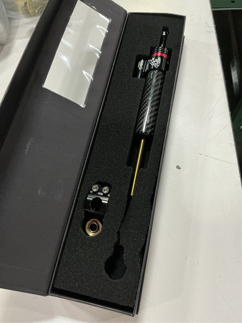 Condition photo showing As Is for universal motorcycle steering damper, adjustable steering damper stabilizer, linear reversed safety control aluminum carbon fiber (13.5"")