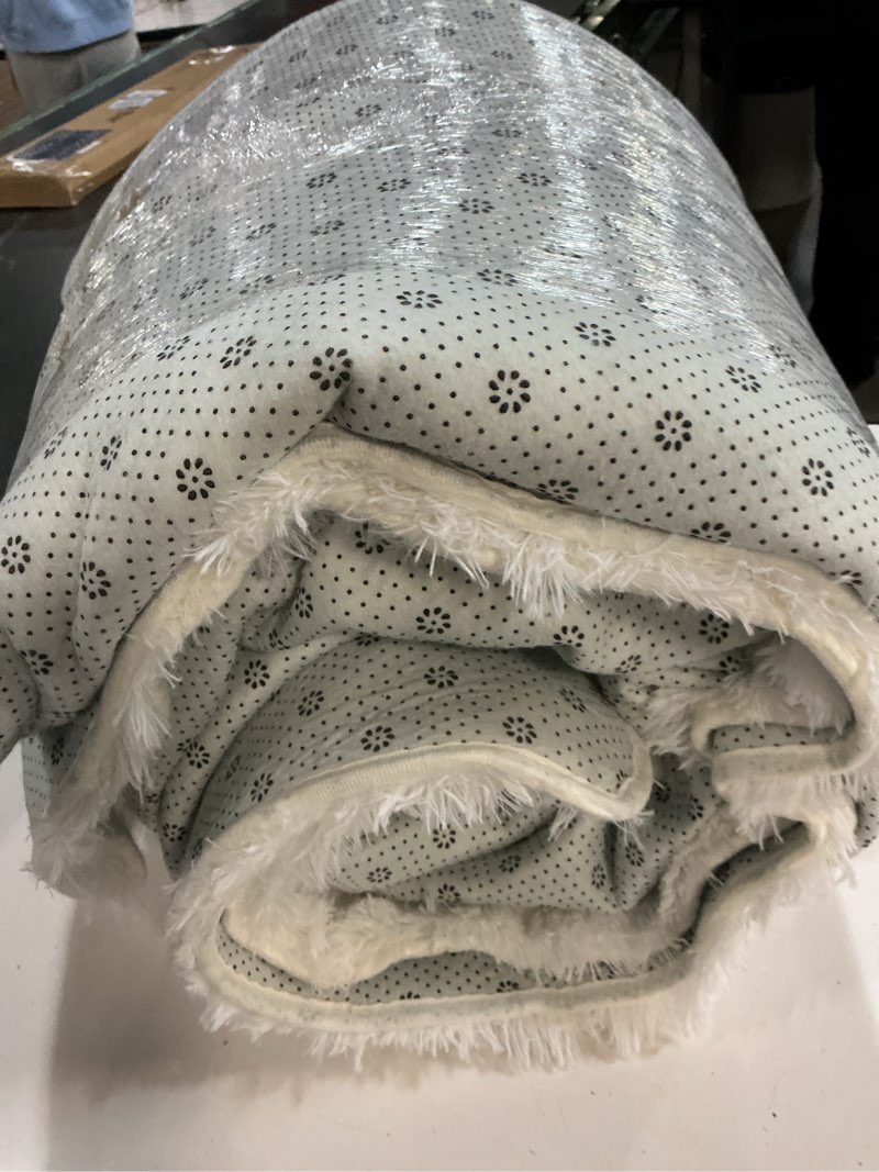 Condition photo showing As Is for shag rugs for living room white: 9x12 shag area rugs for living room- 9x12 large soft rugs for bedroom- fuzzy plush modern carpets for kids room (white, 9x12 feet white 9' x 12' (rectangular)