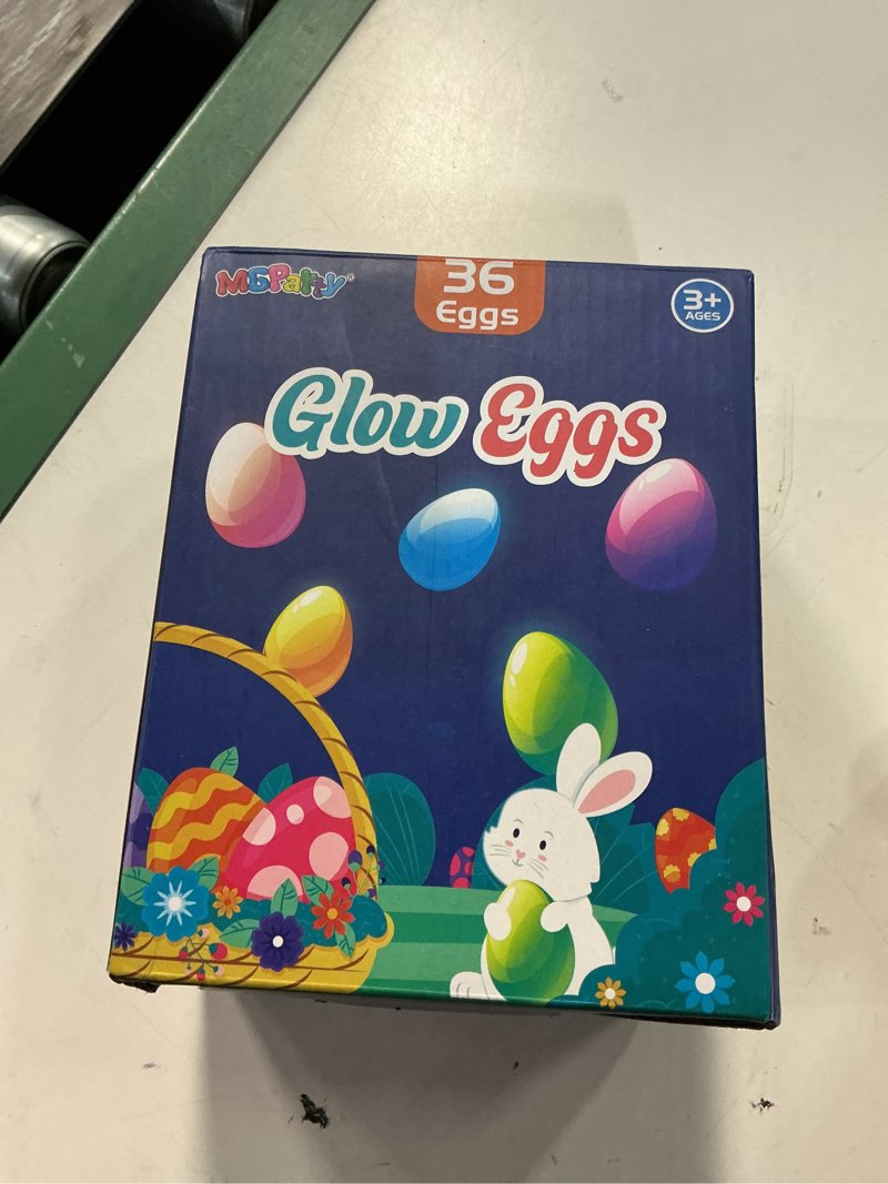 Condition photo showing New/Like New for mgparty glow in the dark easter egg hunt set - 36 fillable plastic eggs with 72 mini glow sticks for kids - easter basket stuffers, party favors, classroom prizes, and game supplies 36 glow easter eggs
