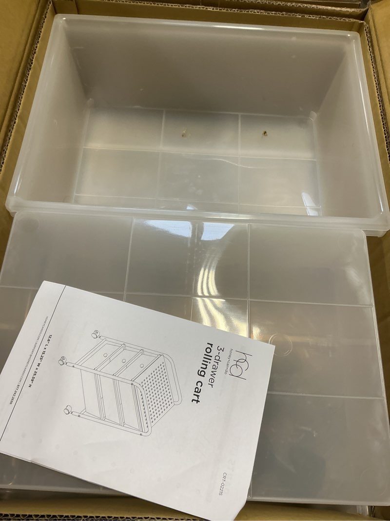 Condition photo showing Good Condition for Honey-Can-Do 3-Drawer Plastic Storage Cart on Wheels,Silver 3-Drawer Office Cart