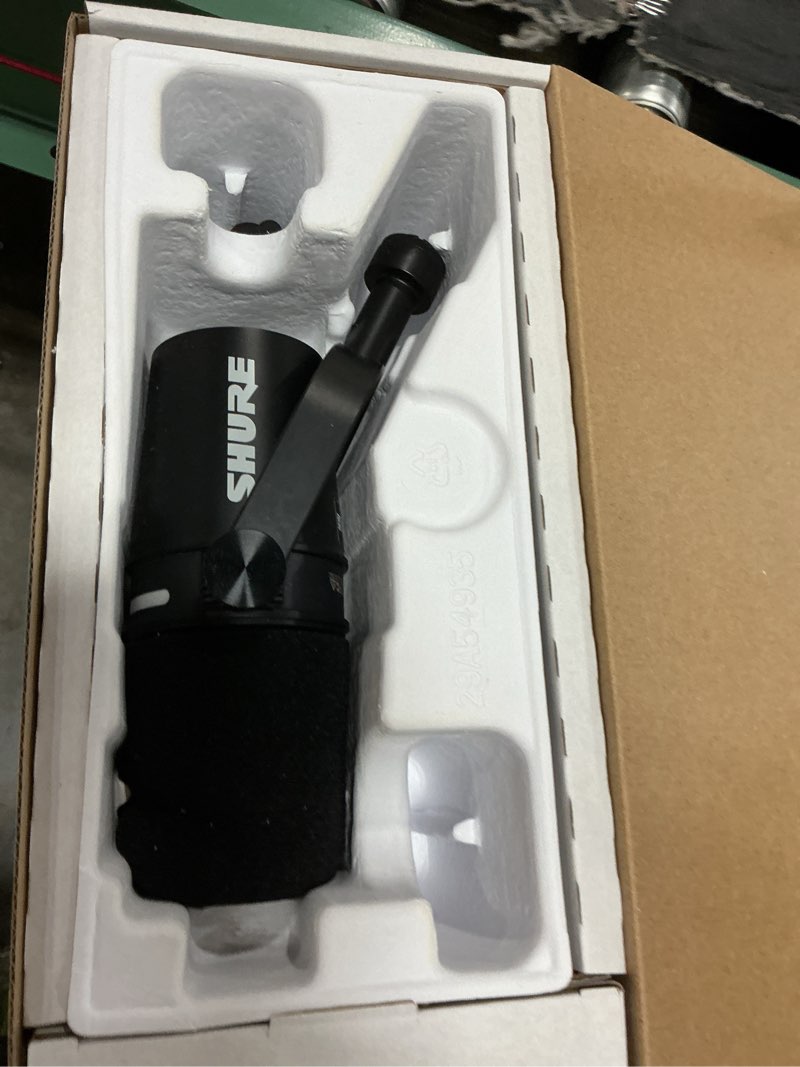 Condition photo showing Good Condition for shure mv7+ podcast dynamic microphone with stand. obs certified, enhanced audio, led touch panel, usb-c & xlr outputs, auto level mode, digital pop filter, podcasting, streaming, recording - black