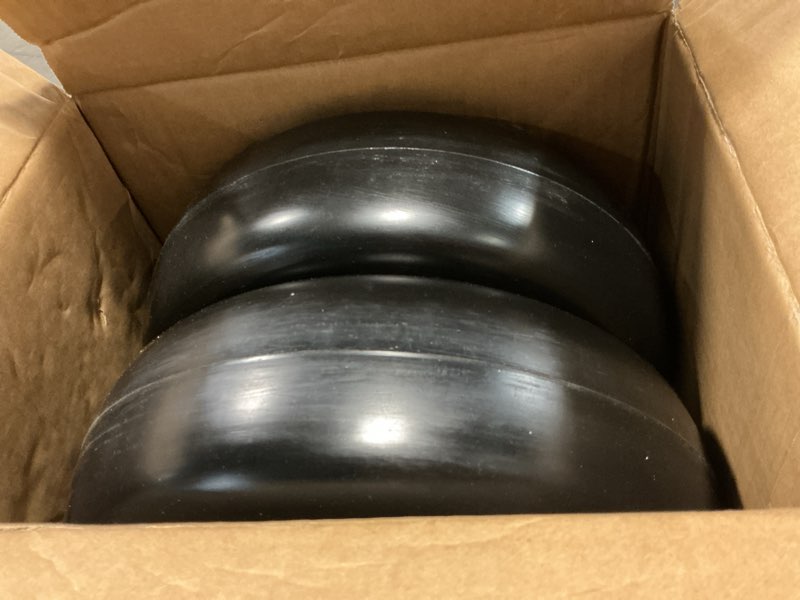 Condition photo showing Good Condition for 13x5.00-6 flat free lawn mower tire and wheel, 13x5x6 zero turn mower front tires, smooth tread premium pu solid mower tire with white wheel, 3/4"&5/8" ball bearing, 3.15-5.65" centered hub solid tire with rim