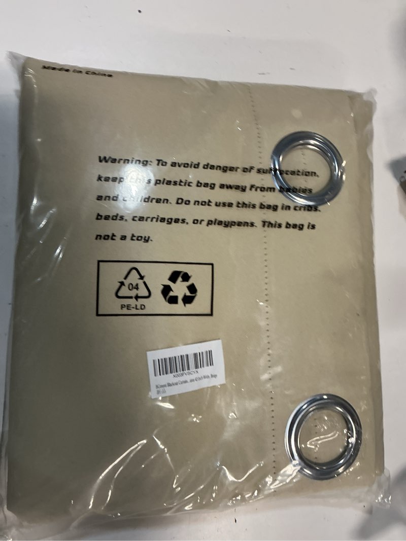 Condition photo showing New/Like New for BGment Beige Blackout Curtains 63 Inch Long for Bedroom, Thermal Insulated Bedroom Curtains Soundproof Room Darkening Sun Blocking Drapes 2 Panels, Each Grommet Curtains 42 Inch Wide 42\"W x 63\"L (Pack of 2) Beige