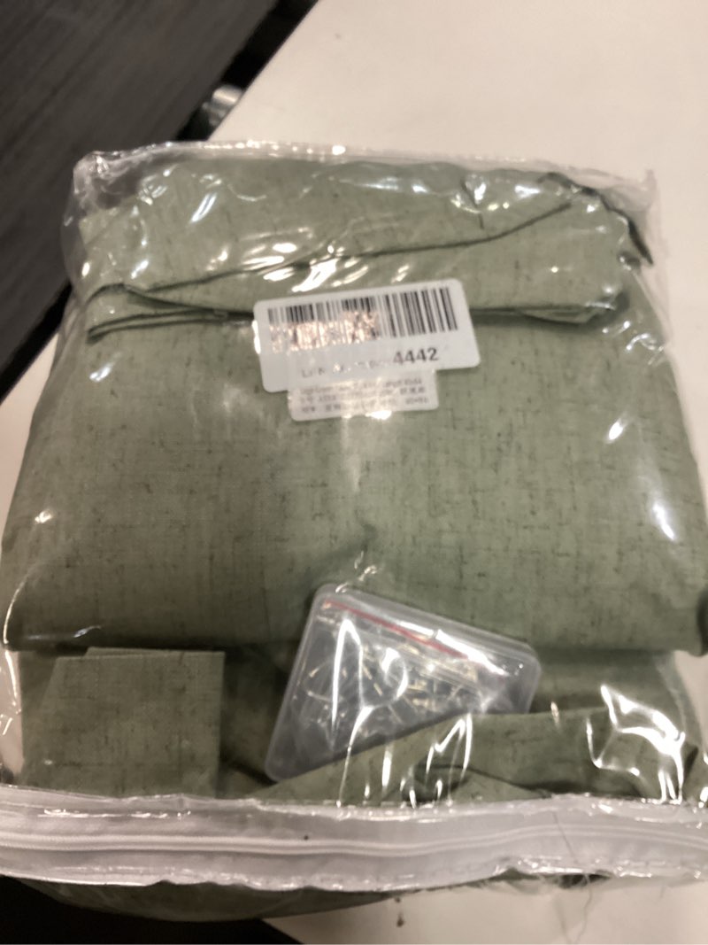 Condition photo showing New/Like New for Sage Green 100% Blackout Pinch Pleated Linen Curtains 84 Inches Long for Living Room Bedroom Pinch Pleat with Hooks Back Tab Linen Drapes Thermal Insulated Room Darkening 84 Inch Length 40x84 Sage Green 40"W x 84"L (Pack of 2)