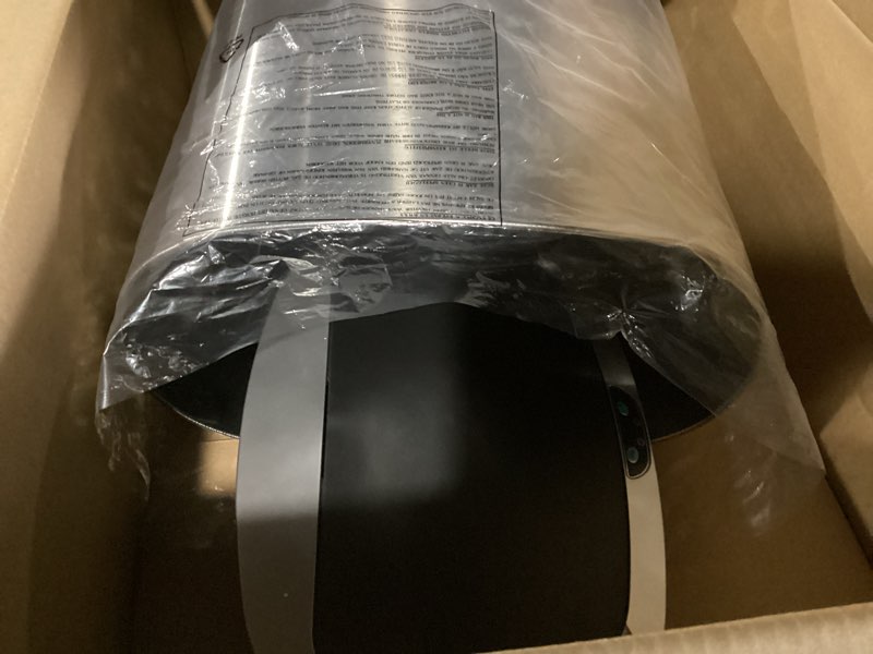 Condition photo showing New/Like New for bestoffice | 13 gallon trash can with lid | automatic touchless garbage can | odor control | modern oval design | easy to clean | stainless steel | fits any kitchen, bathroom, office or home stainless steel stainless steel