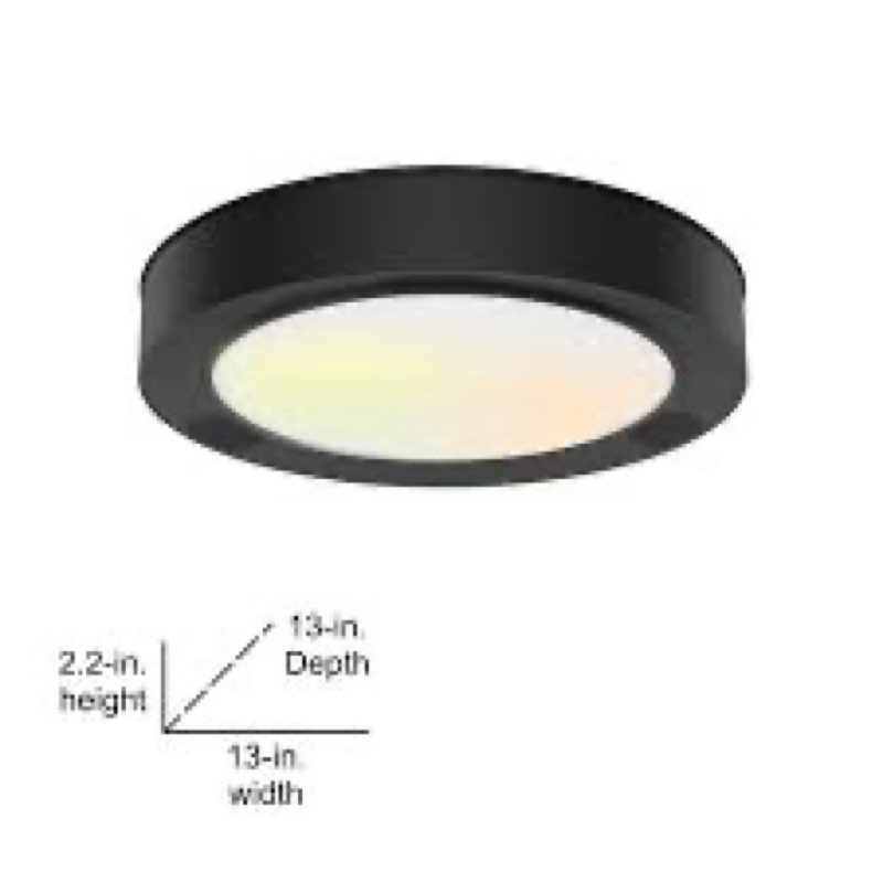 project source 1 -light 13-in matte black integrated led flush mount light