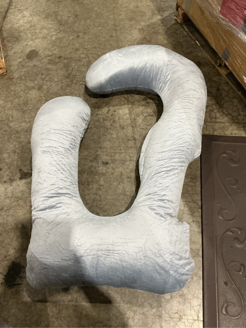 Condition photo showing As Is for jcickt pregnancy pillow j-shaped full body pillow, with velvet cover easy to remove and wash, support pregnant women's backs legs and hips, improve sleep,pregnancy pillow for women ?gray velvet grey (we don’t know size)