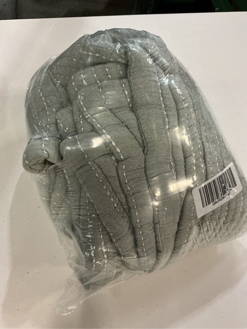 Condition photo showing New/Like New for organic cotton channel stitch sham set, king, green
