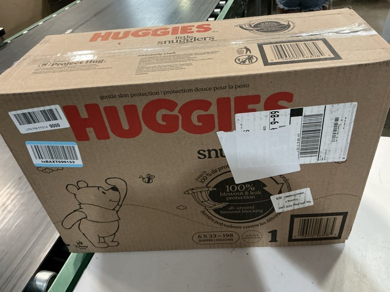 Condition photo showing New/Like New for huggies size 1 diapers, little snugglers diapers, size 1 (8-14 lbs), 198 count (6 packs of 33), packaging may vary size 1 198